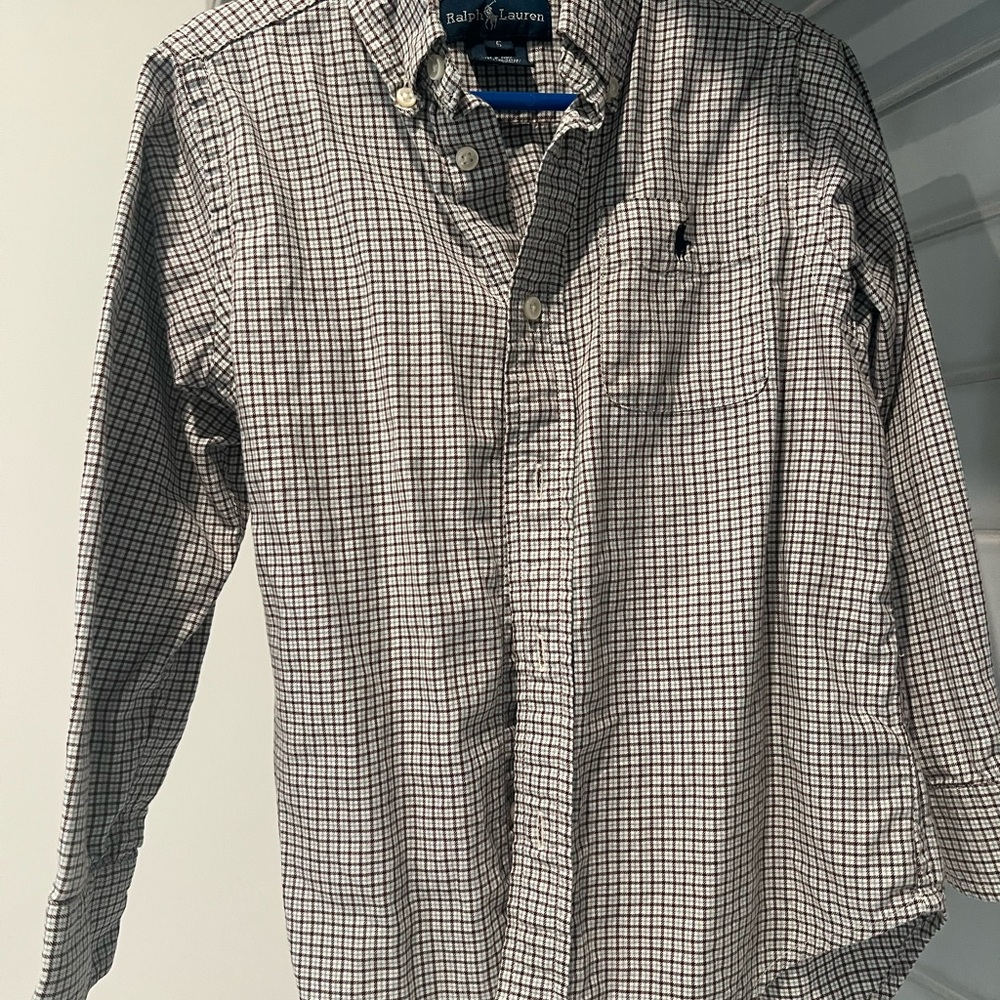 Ralph Lauren Classic White & Brown Check Button-Down Shirt